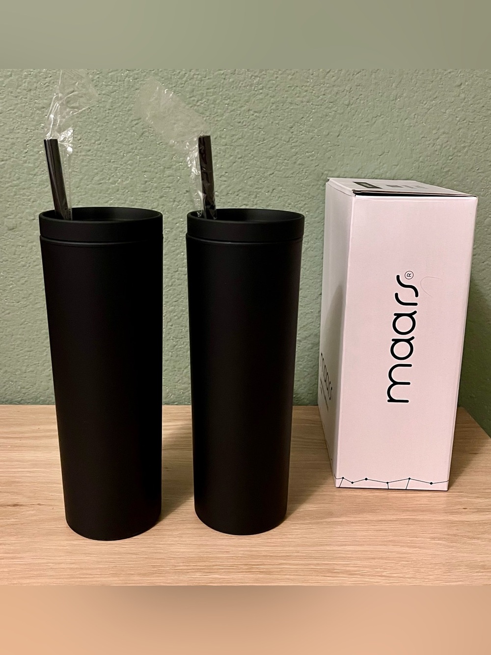 Maars Matte Black Acrylic Tumblers - 2 Pack